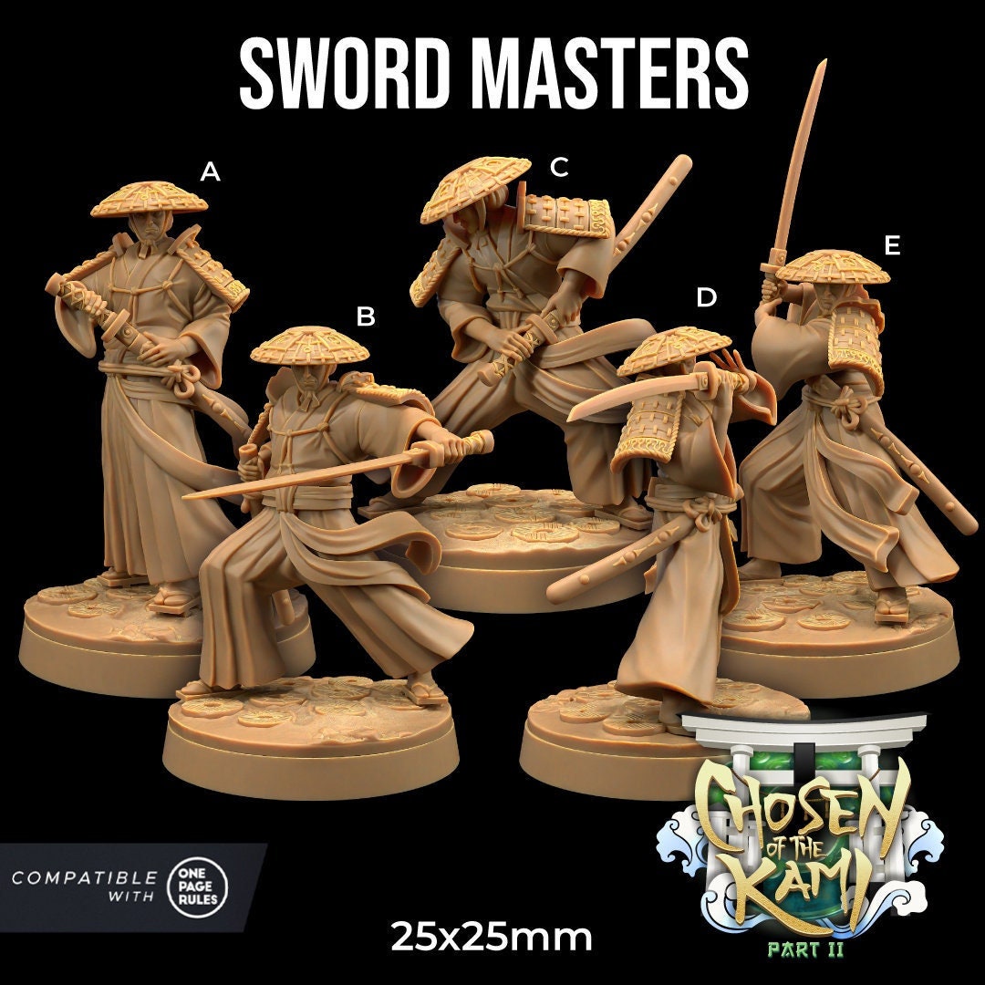 Sword Masters (5 poses) | Chosen of the Kami Pt. II | Dragon Trappers Lodge | UNPAINTED Miniature in Resin
