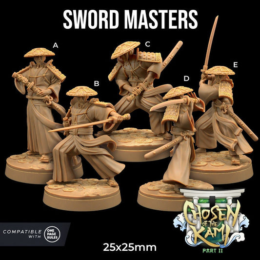 Sword Masters (5 poses) | Chosen of the Kami Pt. II | Dragon Trappers Lodge | UNPAINTED Miniature in Resin