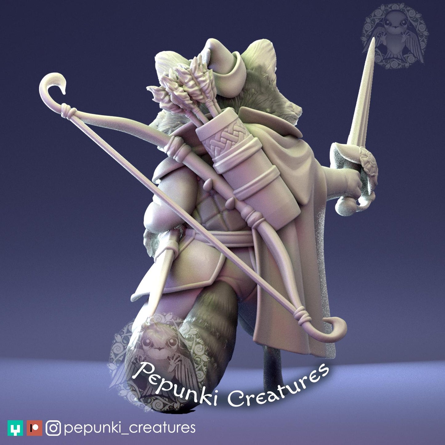 Raccoon Ranger | Pepunki Creatures | UNPAINTED Miniature in Resin
