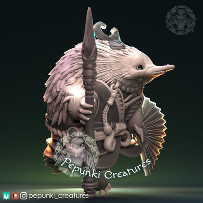Echidna Spearman Dancer | Pepunki Creatures | UNPAINTED Miniature in Resin