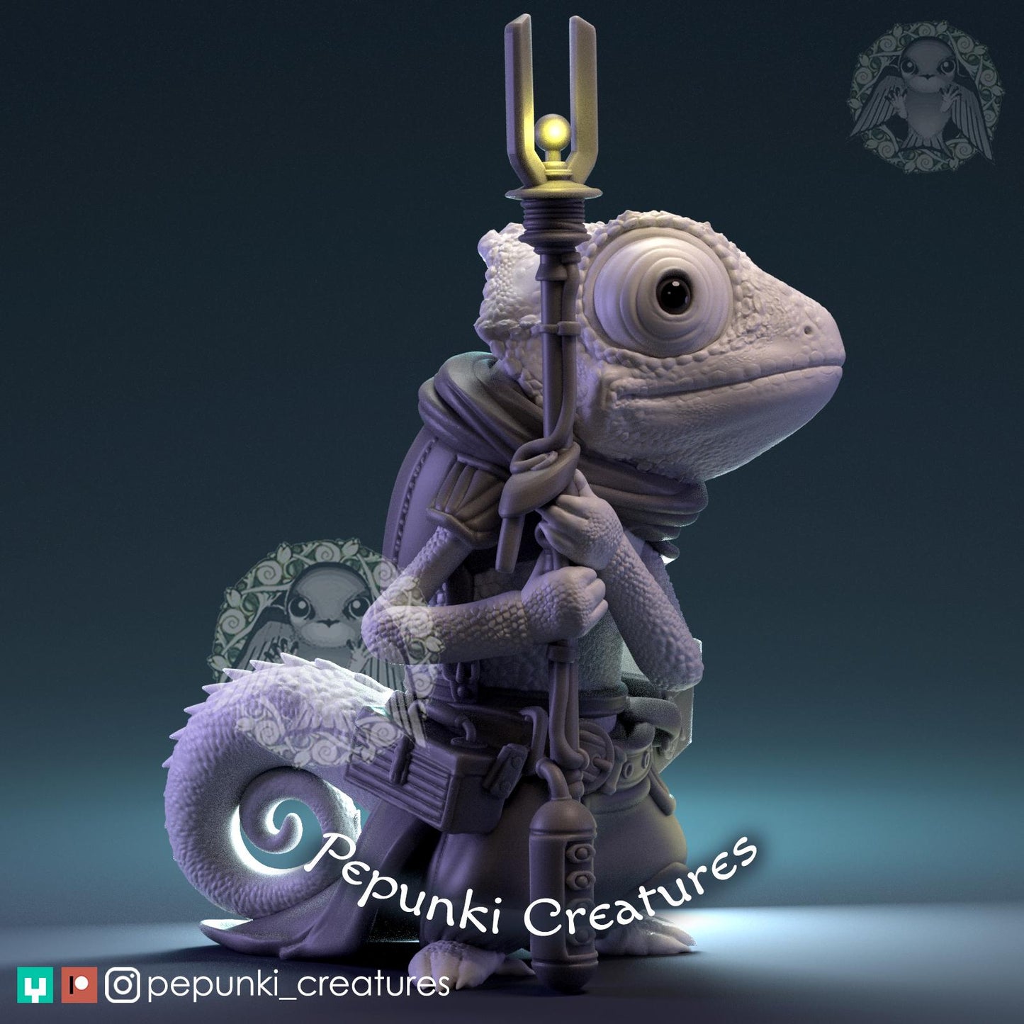 Chameleon Mechanic | Pepunki Creatures | UNPAINTED Miniature in Resin