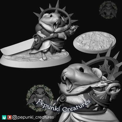 Pika Cleric Warrior | Pepunki Creatures | UNPAINTED Miniature in Resin