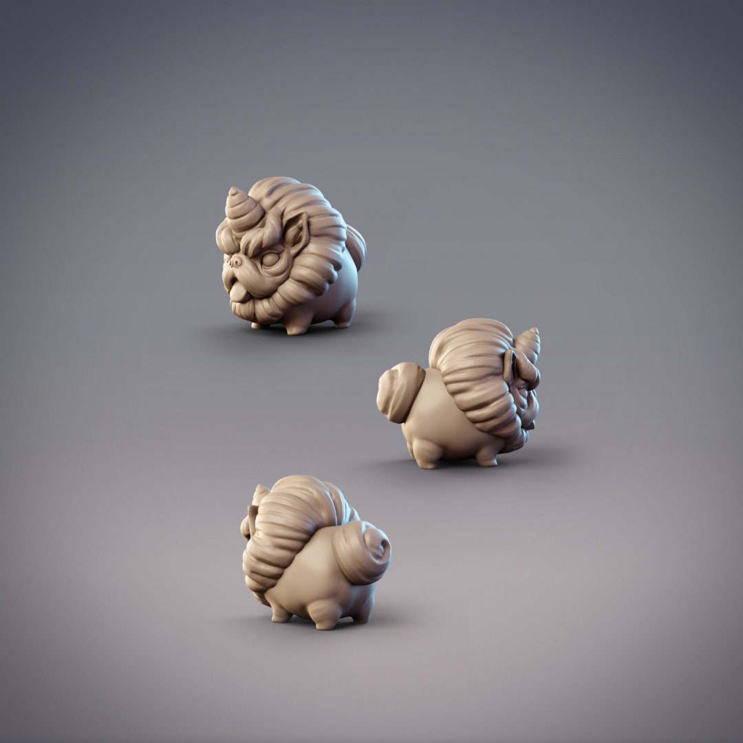 Curly Tail Shishi | Sacred Beast Lion Dog | CobraMode | UNPAINTED Miniature in Resin