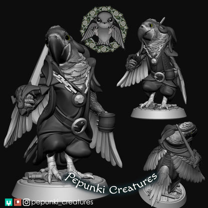 Macaw Pirate Bird | Pepunki Creatures | UNPAINTED Miniature in Resin