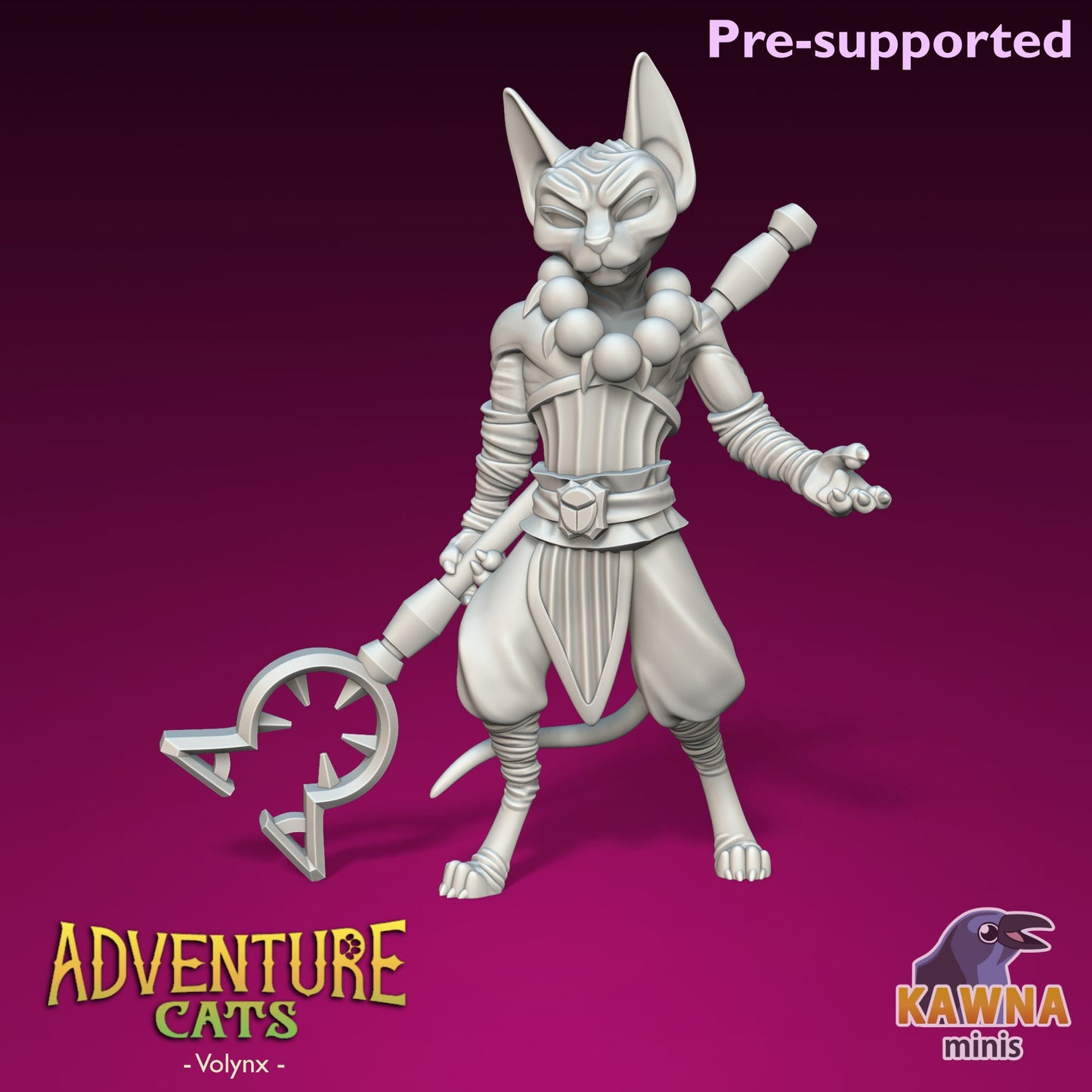 Volynx Monk Cat - Male | Kawna | Adventure Cats | UNPAINTED Miniature in Resin