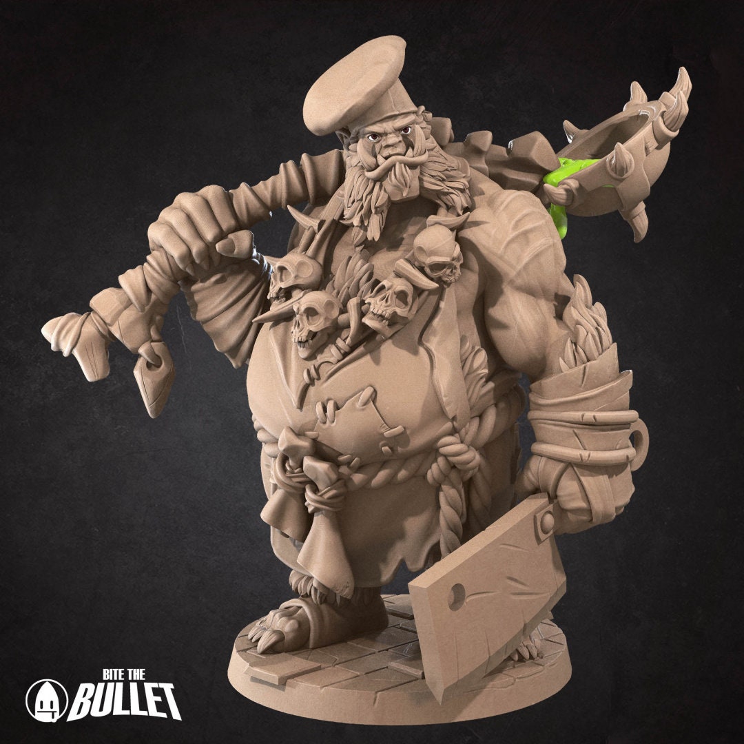 Ogre Chef (2 versions) | Bite the Bullet | UNPAINTED Miniature in Resin