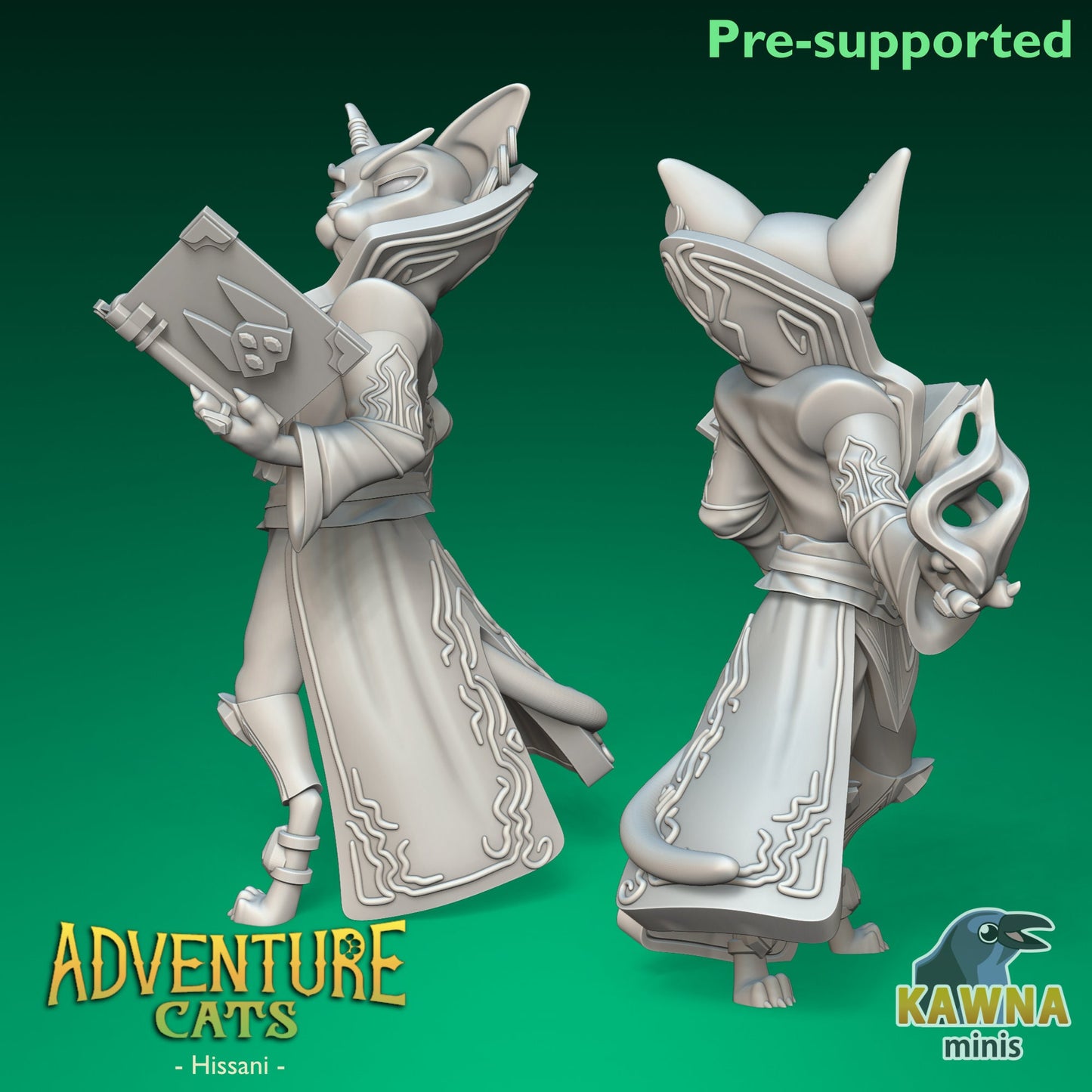Hissani Wizard Cat - Male | Kawna | Adventure Cats | UNPAINTED Miniature in Resin