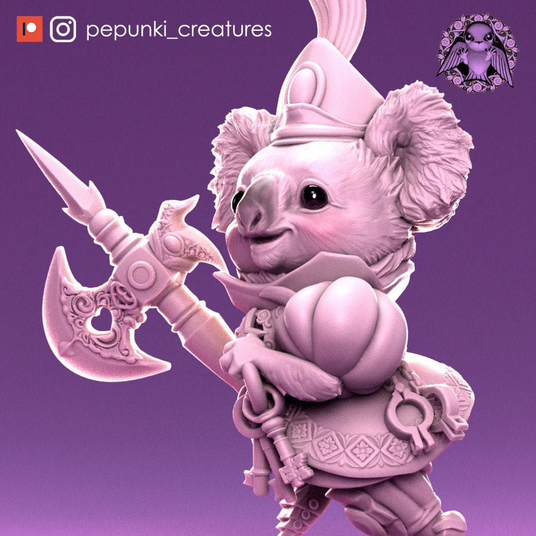 Koala City Guard | UNPAINTED Miniature in Resin | Pepunki Creatures