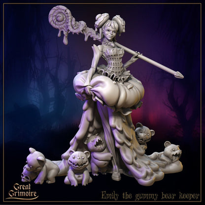 Emily, the Gummy Bear Keeper | Great Grimoire | UNPAINTED Miniature in Resin