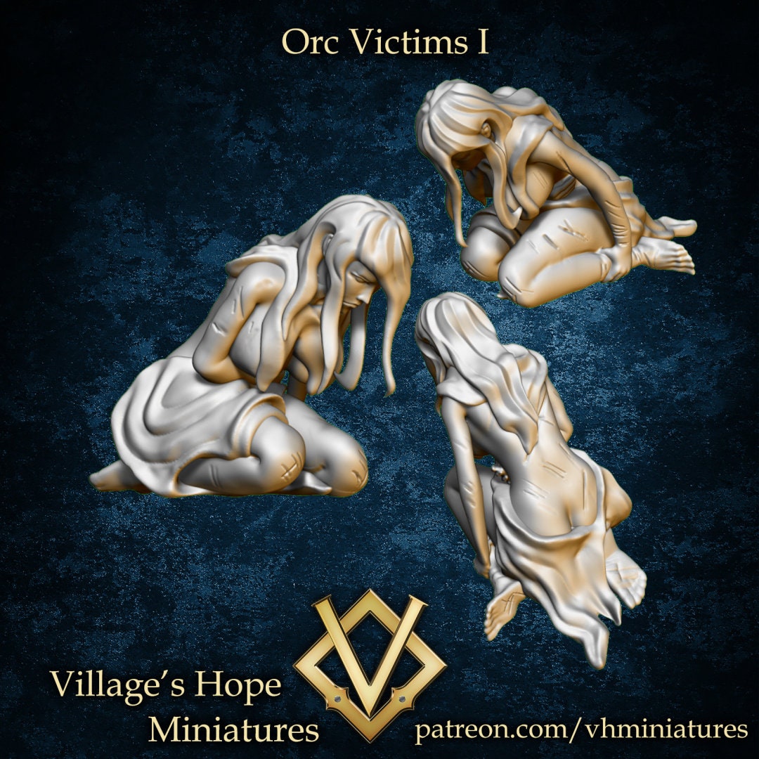 Orcs, Orc King & Victims (9 figures) | Village's Hope Miniatures | UNPAINTED Miniature in Resin