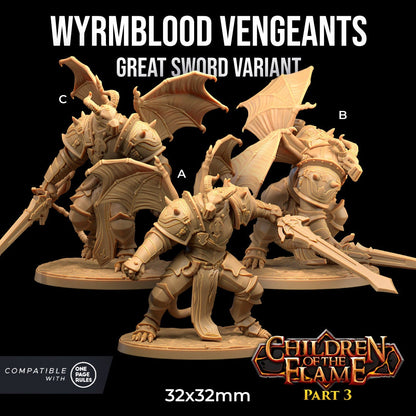 Wyrmblood Vengeants (3 poses + 4 weapons) | Children of the Flame Part 3 | One Page Rules Compatible | Dragon Trappers Lodge