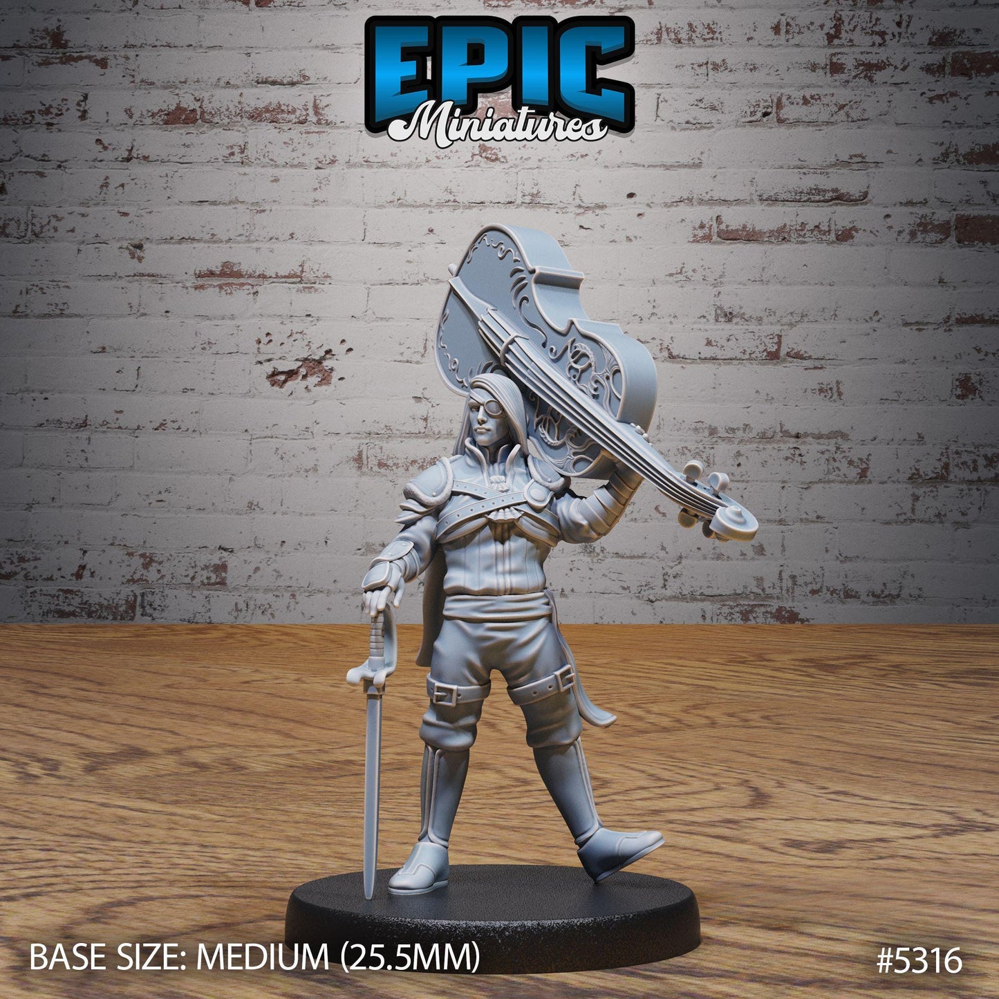 Vagabond Bard Set | Village Musician | Bass Player | Epic Miniatures | UNPAINTED Miniature in Resin