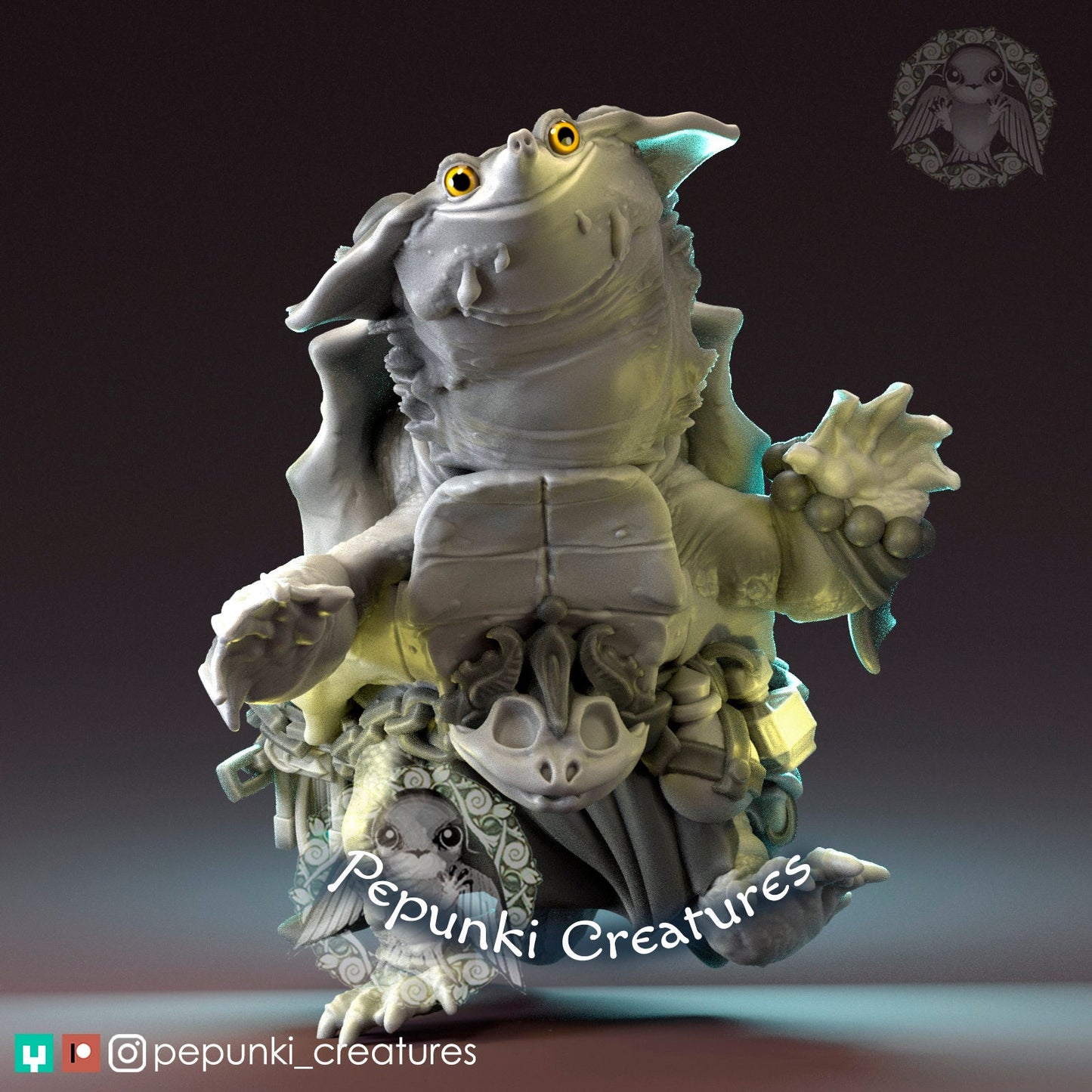 Mata Mata Turtle | Pepunki Creatures | UNPAINTED Miniature in Resin