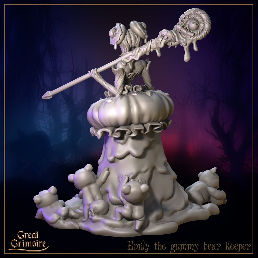 Emily, the Gummy Bear Keeper | Great Grimoire | UNPAINTED Miniature in Resin