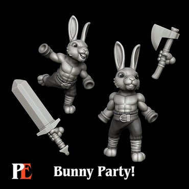 Bunny Barbarian | Bunny Party | Printed Encounters | UNPAINTED Miniature in Resin