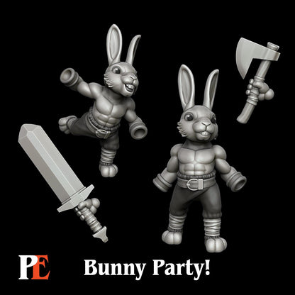 Bunny Barbarian | Bunny Party | Printed Encounters | UNPAINTED Miniature in Resin