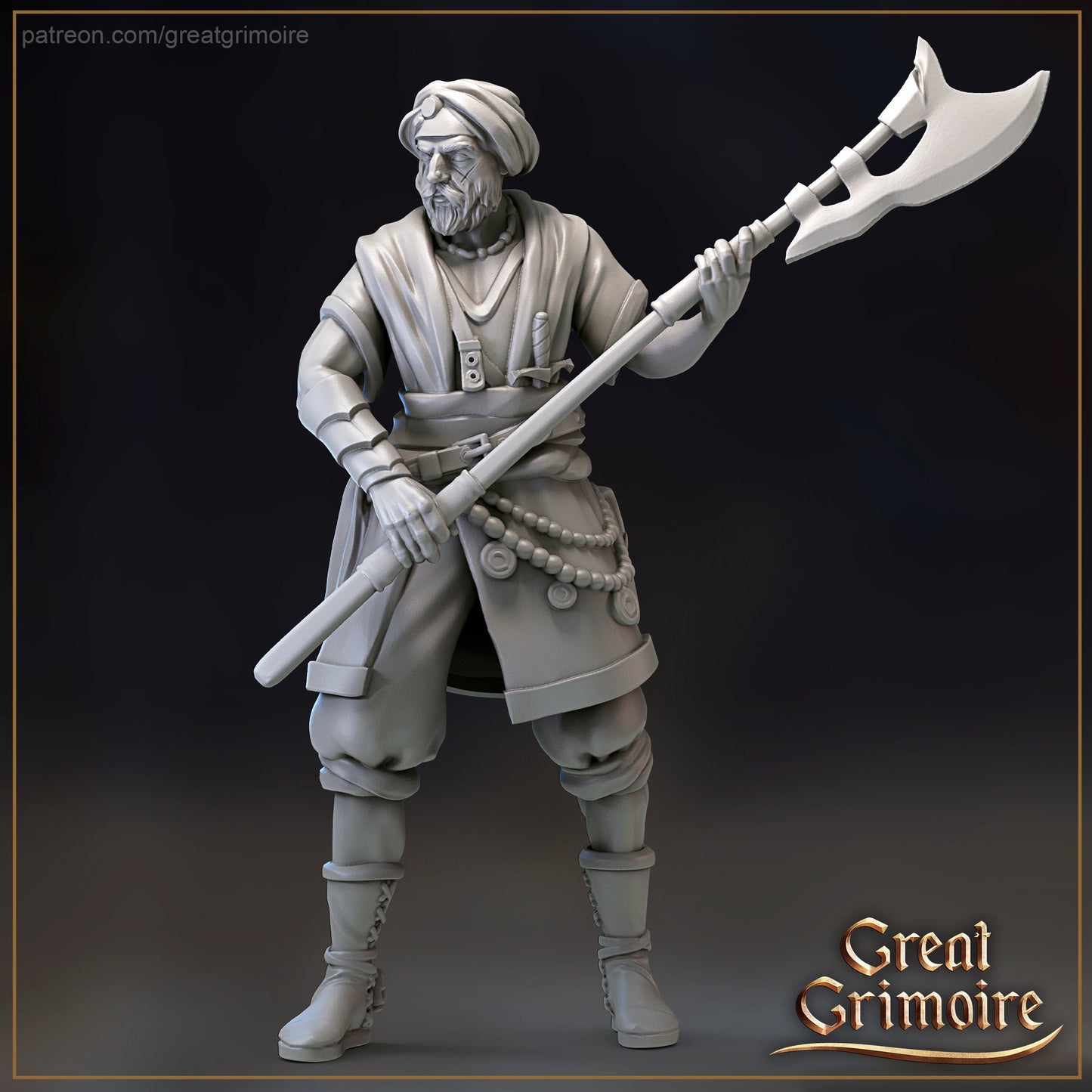 Desert Mercenary Band + Leader | Halls of the Secret Sand Library | Great Grimoire | UNPAINTED Miniature in Resin
