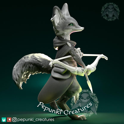 Fox Archer | Pepunki Creatures | UNPAINTED Miniature in Resin