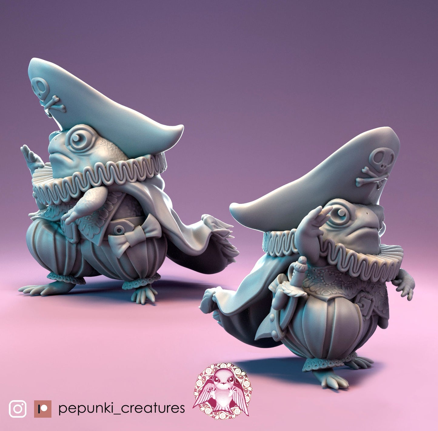 Captain Billy Quacks | Rain Frog | Pepunki Creatures | UNPAINTED Miniature in Resin