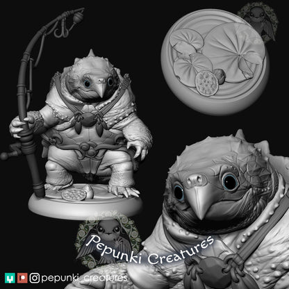 Snapping Turtle Fisherman | Pepunki Creatures | UNPAINTED Miniature in Resin