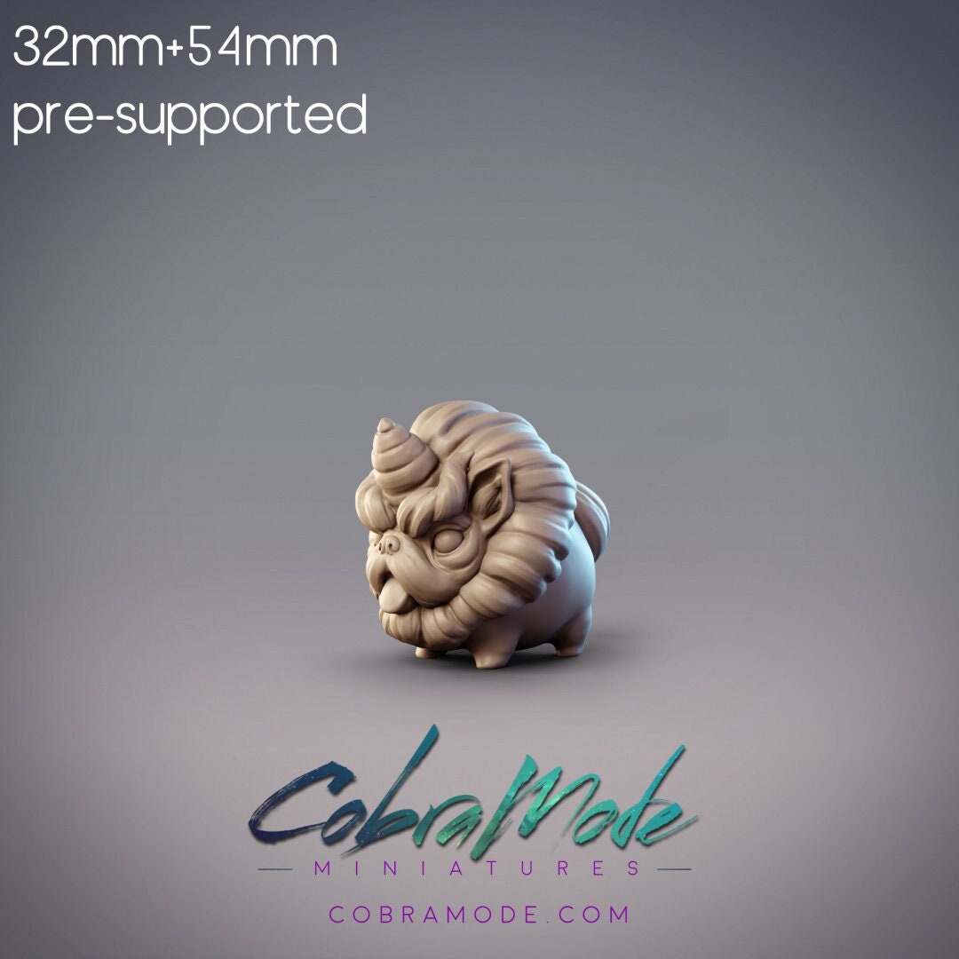 Curly Tail Shishi | Sacred Beast Lion Dog | CobraMode | UNPAINTED Miniature in Resin