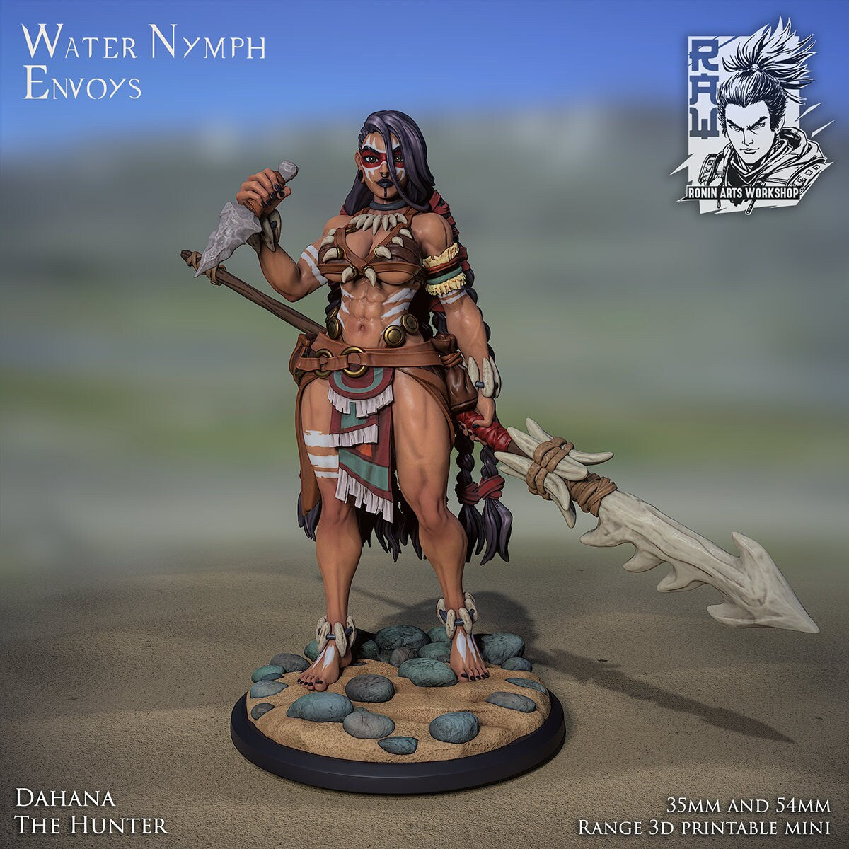 Dahana the Hunter (Dual-form Mini) | Mermaid | Ronin Arts Workshop | UNPAINTED Miniature in Resin