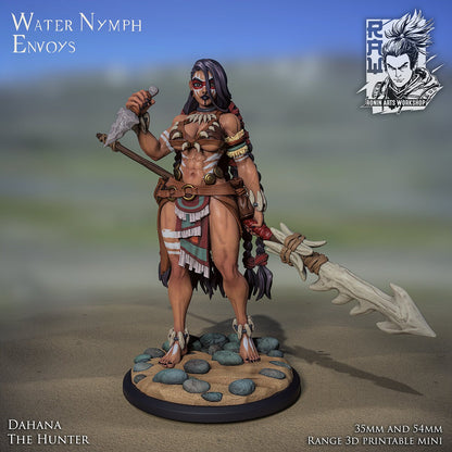 Dahana the Hunter (Dual-form Mini) | Mermaid | Ronin Arts Workshop | UNPAINTED Miniature in Resin