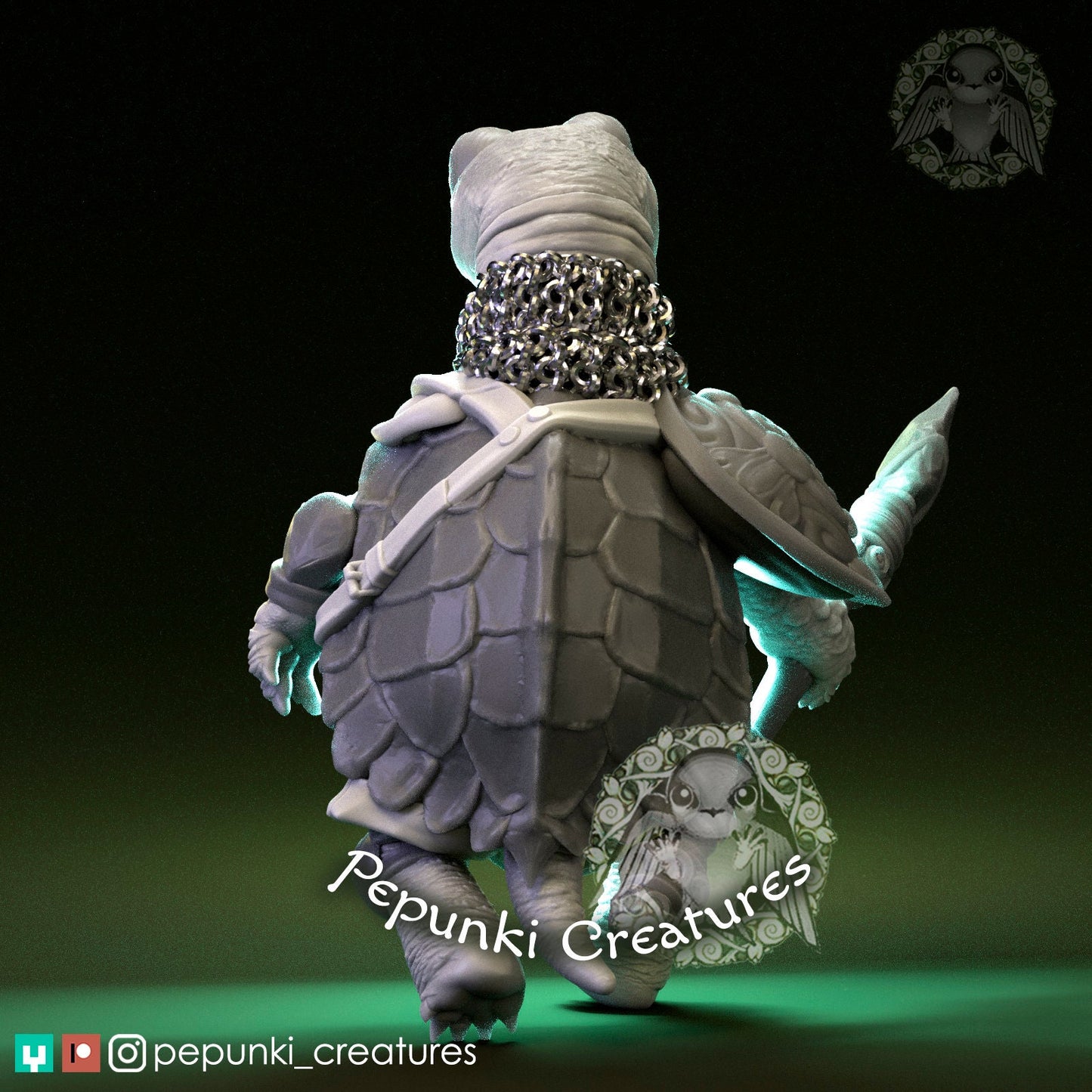 Land Turtle Guard | Pepunki Creatures | UNPAINTED Miniature in Resin