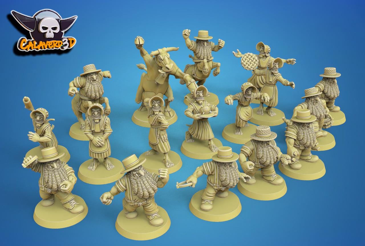 Old Farmers of Chaos Fantasy Football Team | Calaverd3D | UNPAINTED Miniature in Resin