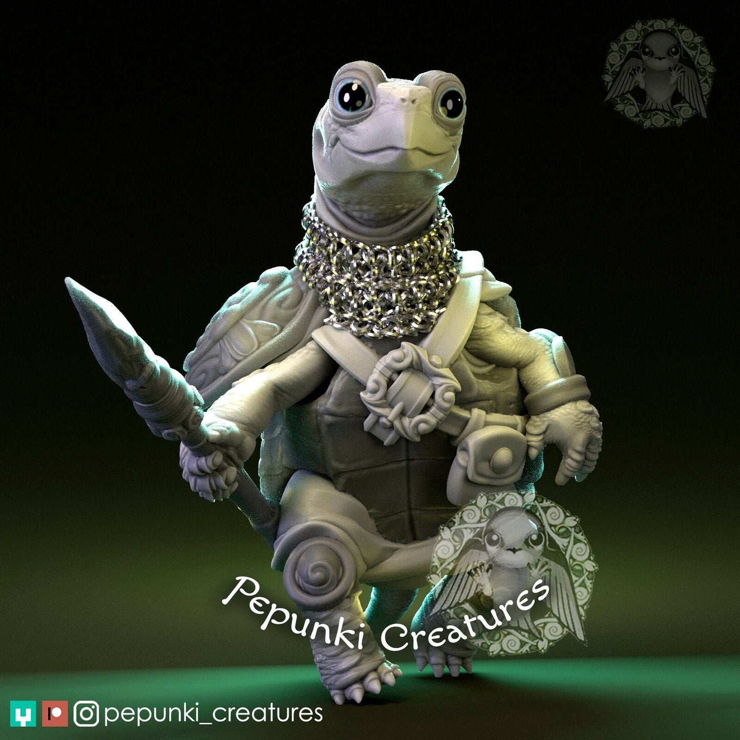 Land Turtle Guard | Pepunki Creatures | UNPAINTED Miniature in Resin