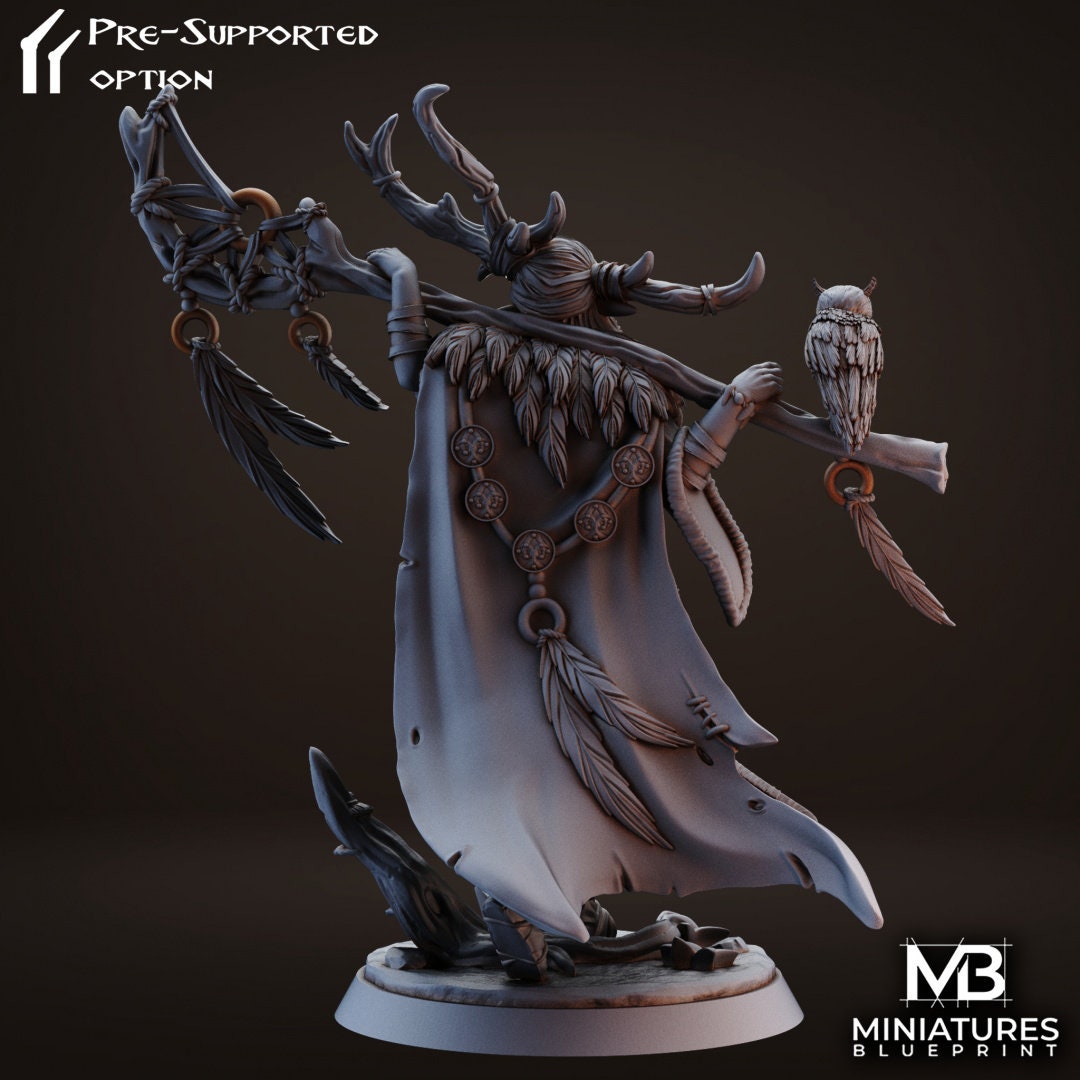 Drelia Elf Druid | Miniatures Blueprint | UNPAINTED Miniature in Resin