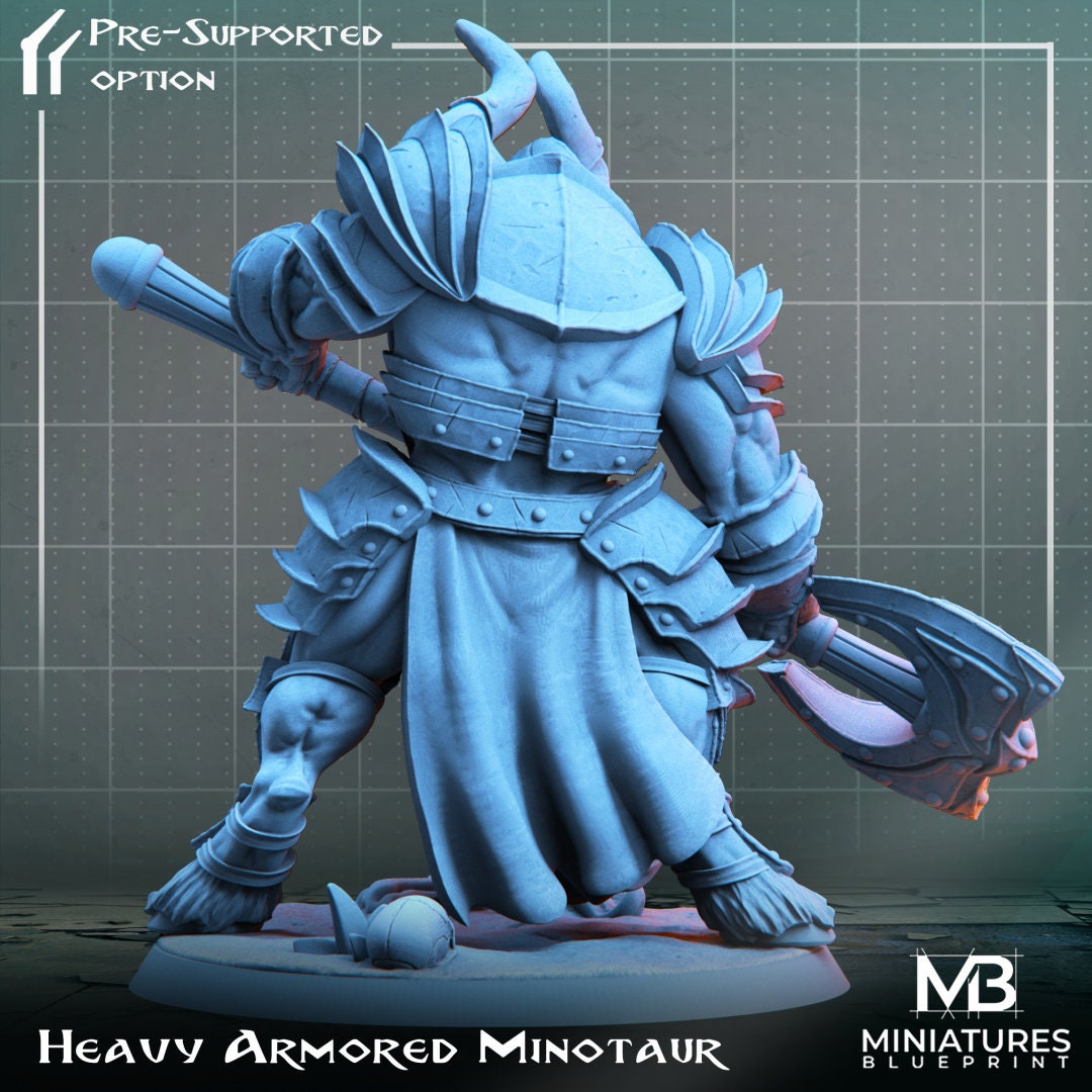 Armored Minotaur (light & heavy versions) | Miniatures Blueprint | UNPAINTED Miniature in Resin