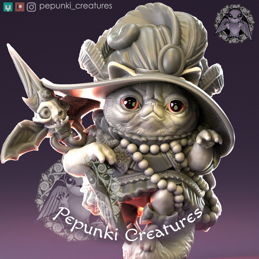 Persian Cat Witch Lady | Pepunki Creatures | UNPAINTED Miniature in Resin