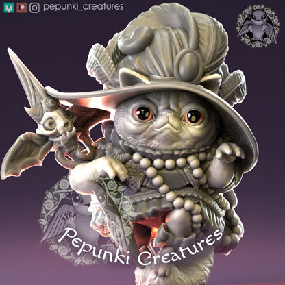 Persian Cat Witch Lady | Pepunki Creatures | UNPAINTED Miniature in Resin