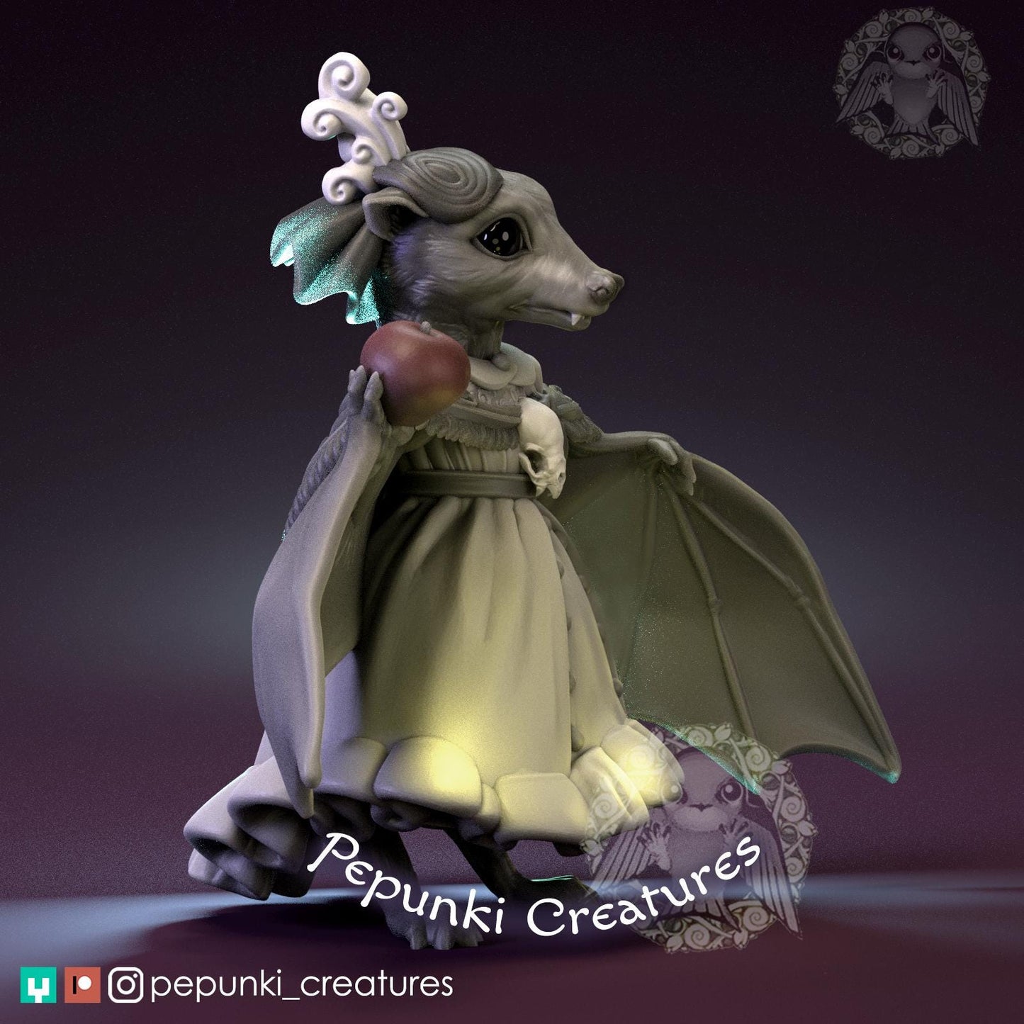 Fruit Bat Lady | Pepunki Creatures | UNPAINTED Miniature in Resin