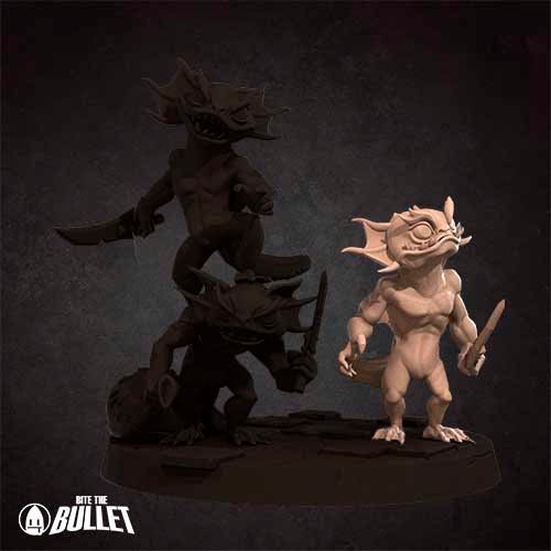 Locathah Bandit Axolotls (3 figures) | Bite the Bullet | UNPAINTED Miniature in Resin