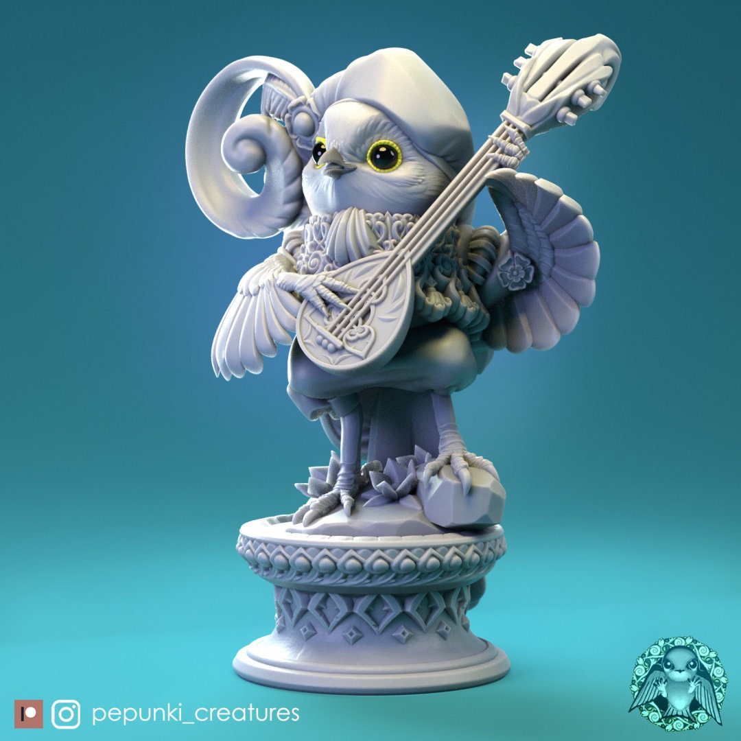 Bird Bard Opolovnik | Pepunki Creatures | UNPAINTED Miniature in Resin