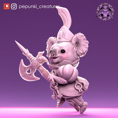 Koala City Guard | UNPAINTED Miniature in Resin | Pepunki Creatures