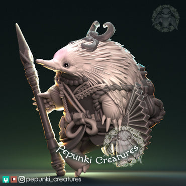 Echidna Spearman Dancer | Pepunki Creatures | UNPAINTED Miniature in Resin