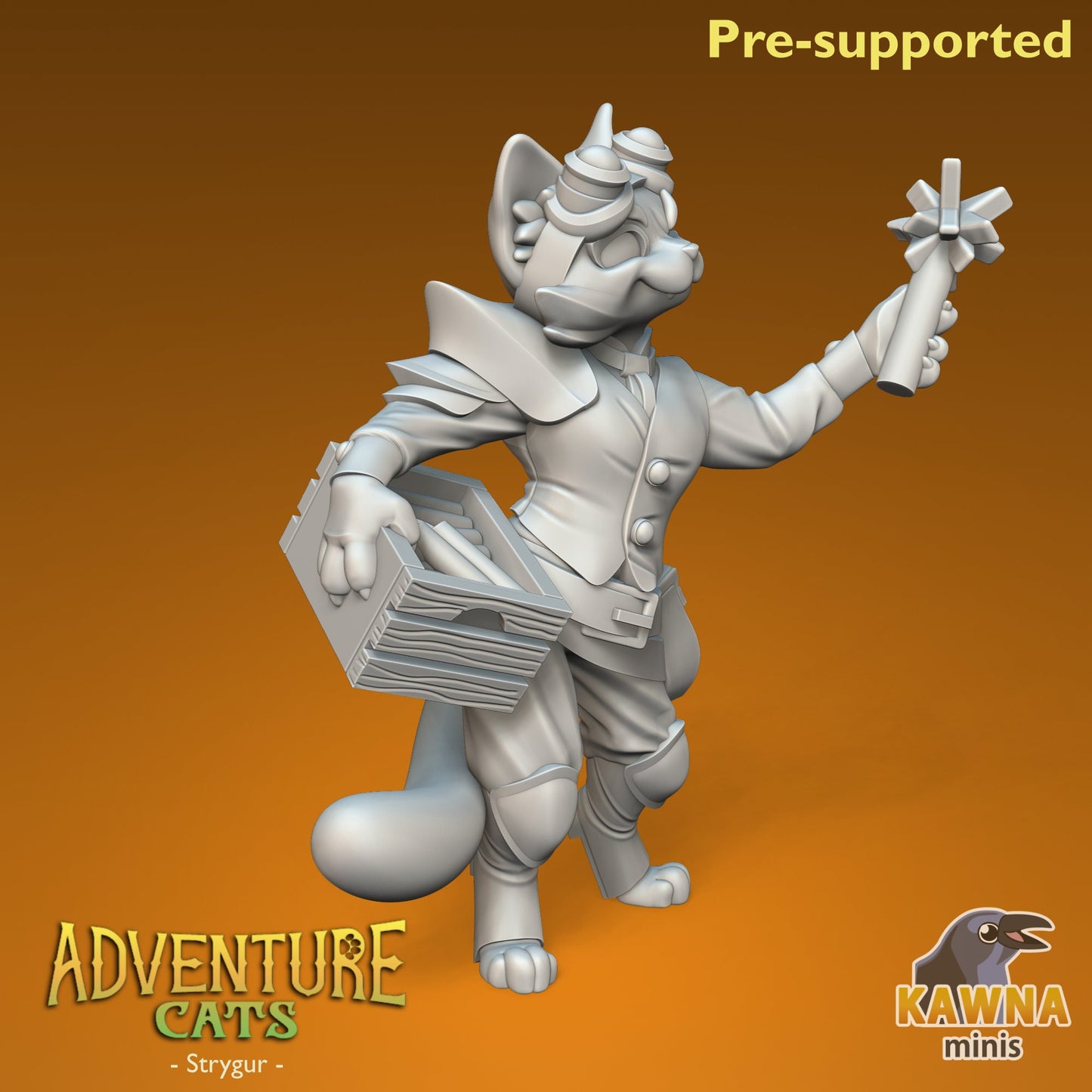 Strygur Artificer Cat - Female | Kawna | Adventure Cats | UNPAINTED Miniature in Resin