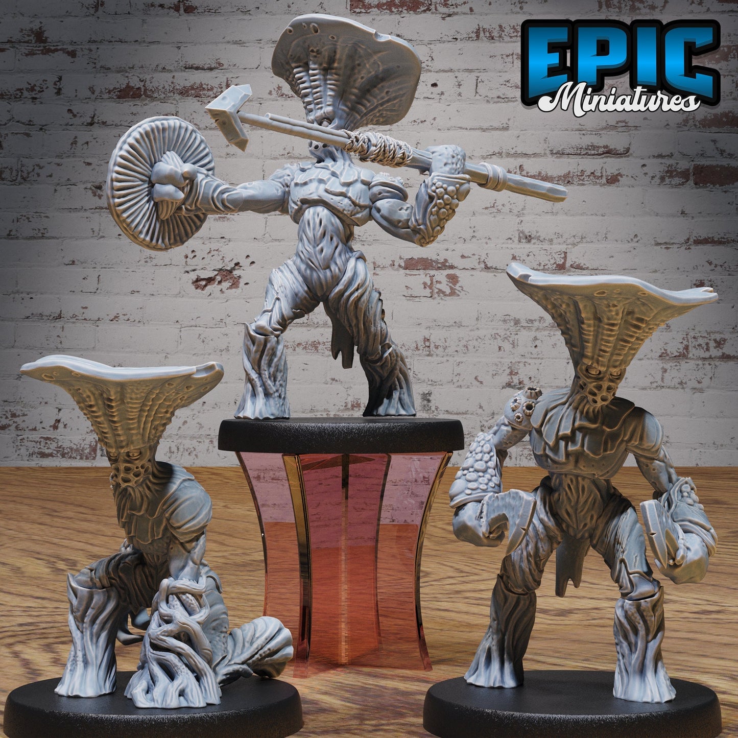 Mushroom Folks Set (3 versions) | Fungus Warrior | Swamp Encounter | Epic Miniatures | UNPAINTED Miniature in Resin