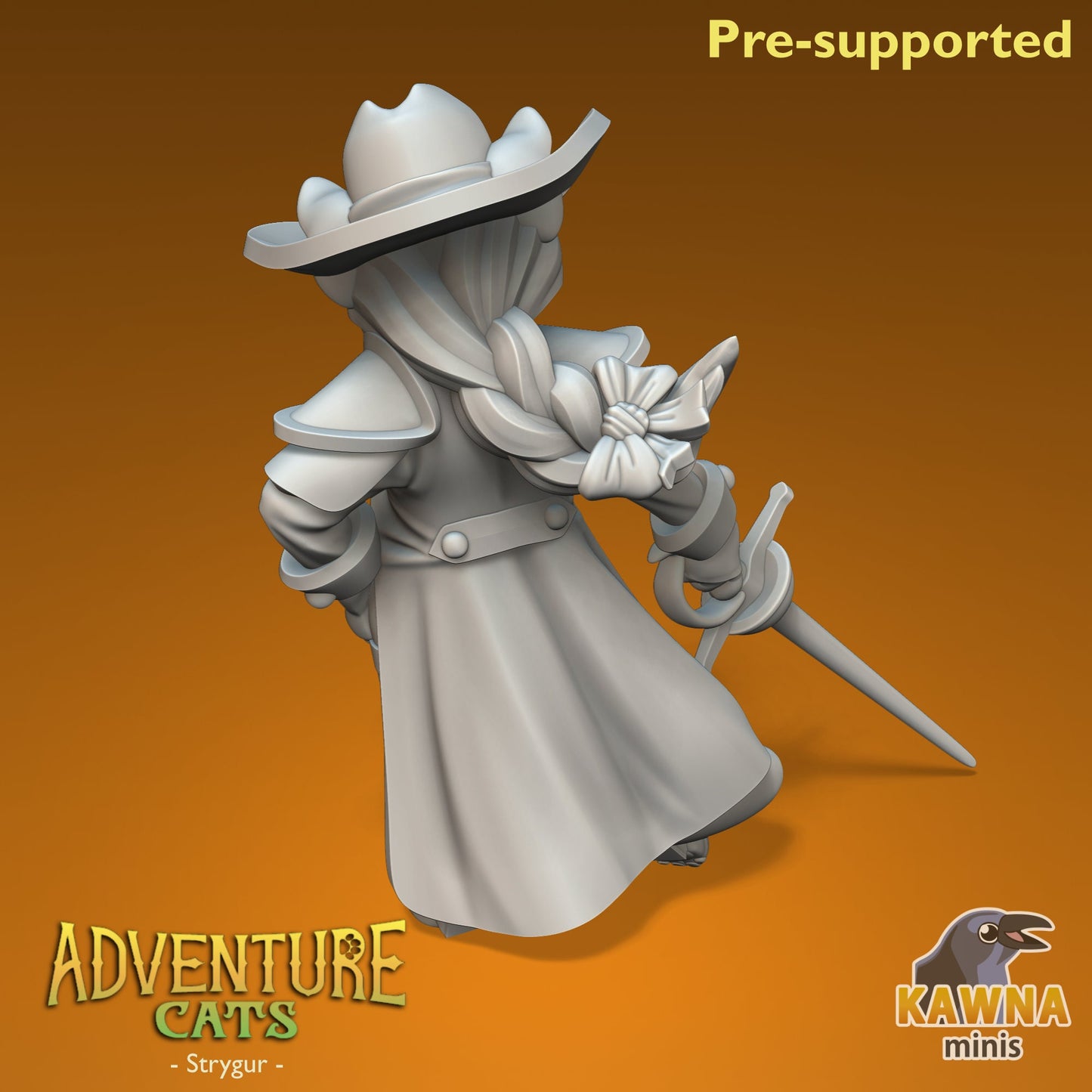 Strygur Fighter Cat - Female | Kawna | Adventure Cats | UNPAINTED Miniature in Resin