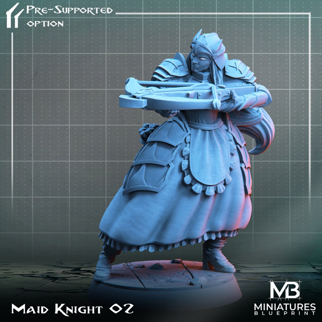 Maid Knight (3 versions) | Miniatures Blueprint | UNPAINTED Miniature in Resin