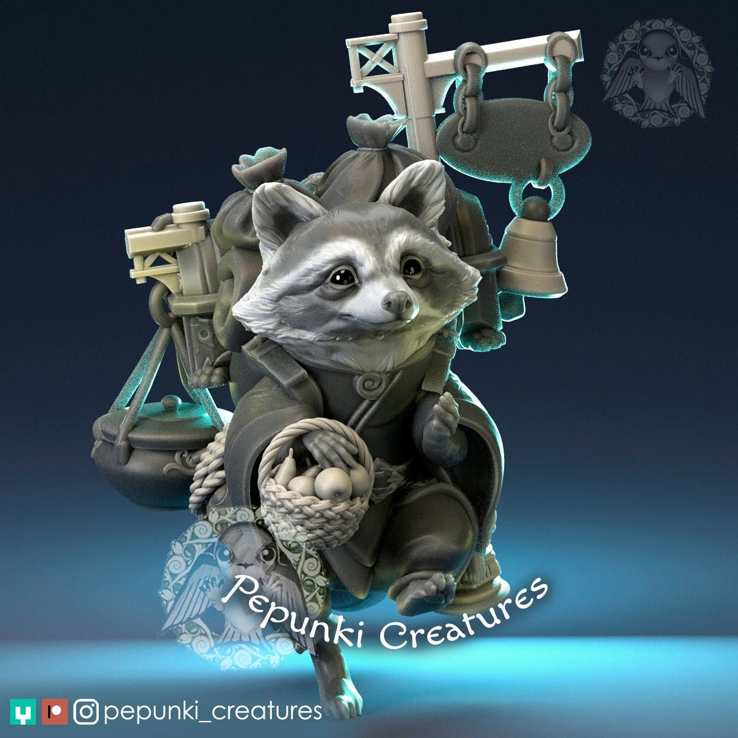 Raccoon | Pepunki Creatures | UNPAINTED Miniature in Resin