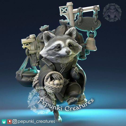Raccoon | Pepunki Creatures | UNPAINTED Miniature in Resin