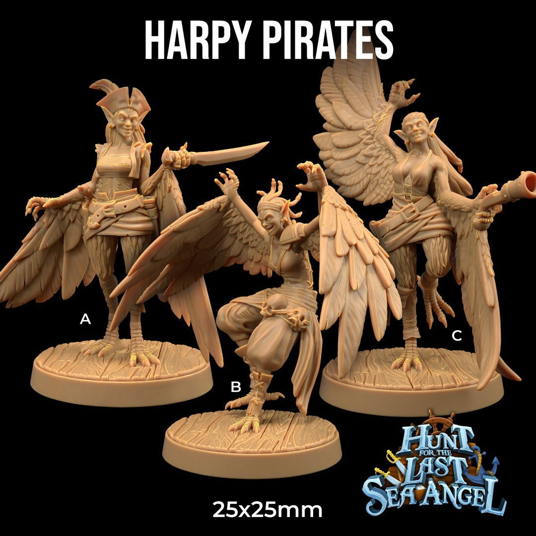 Harpy Pirates (3 versions) | Hunt for The Last Sea Angel | Dragon Trappers Lodge | UNPAINTED Miniature in Resin