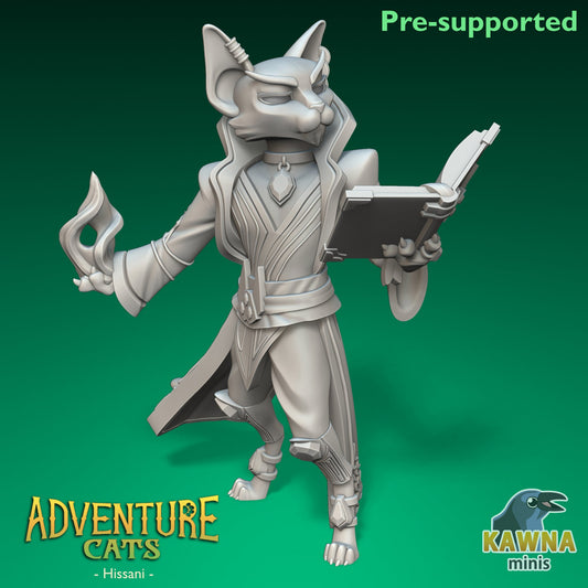 Hissani Wizard Cat - Male | Kawna | Adventure Cats | UNPAINTED Miniature in Resin