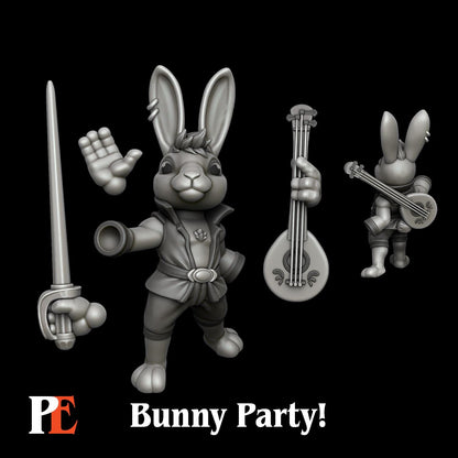 Bunny Bard | Bunny Party | Printed Encounters | UNPAINTED Miniature in Resin