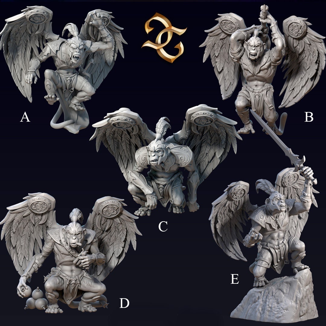 Flying Monkeys (5 versions) | Wizard of Oz | Veil of the Emerald Dreams | Great Grimoire | UNPAINTED Miniature in Resin