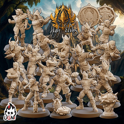 High Elf Fantasy Football Team by UGNI | UNPAINTED Miniature in Resin